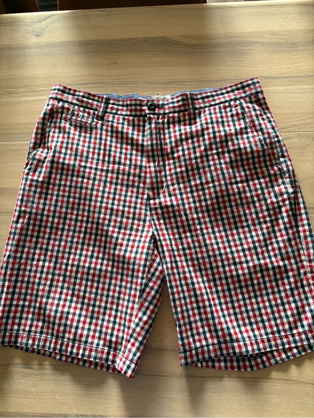 St. John's Bay Red, White & Blue Gingham Flat Front Shorts
